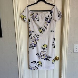 ANTONIO MELANI Off the Shoulder White Floral Midi Dress Size 10